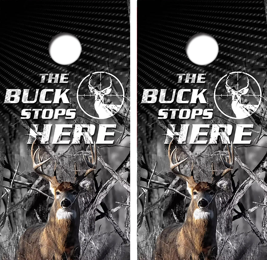 The Buck Stops Here Cornhole Wrap Decal with Free Laminate Included