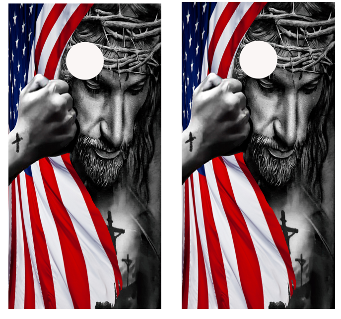American Flag / Jesus Cornhole Wrap Decal with Free Laminate Included
