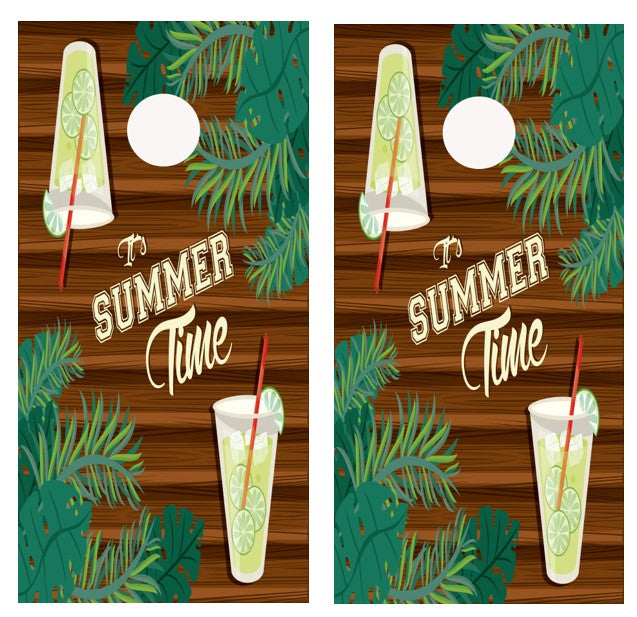 It's Summer Time Cornhole Wrap Decal with Free Laminate Included
