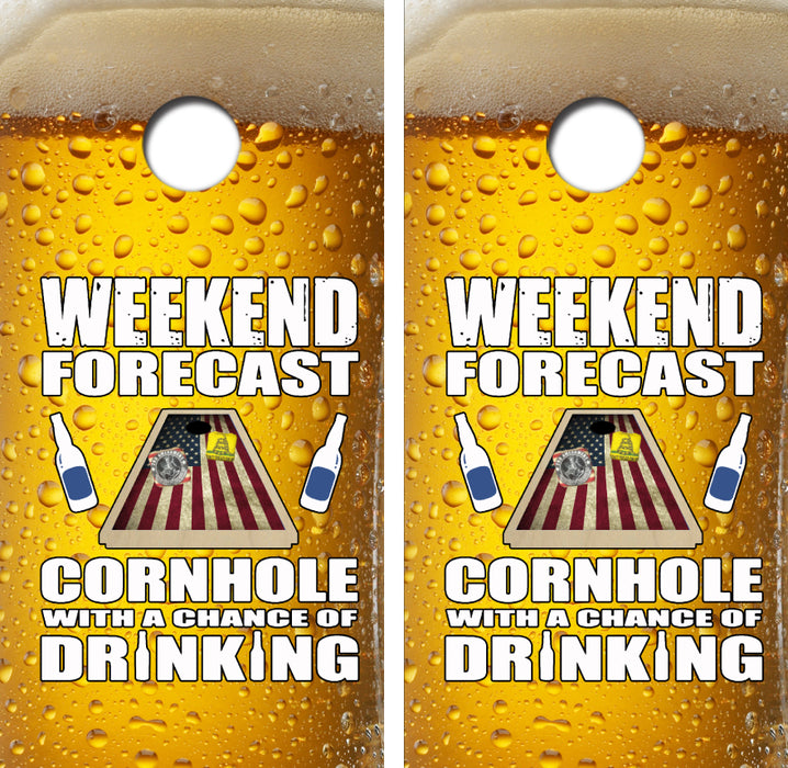 Weekend Forecast Cornhole Wrap Decal with Free Laminate Included