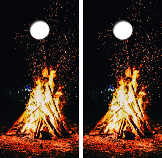 Raging Camping Bon Fire Cornhole Wrap Decal with Free Laminate Included