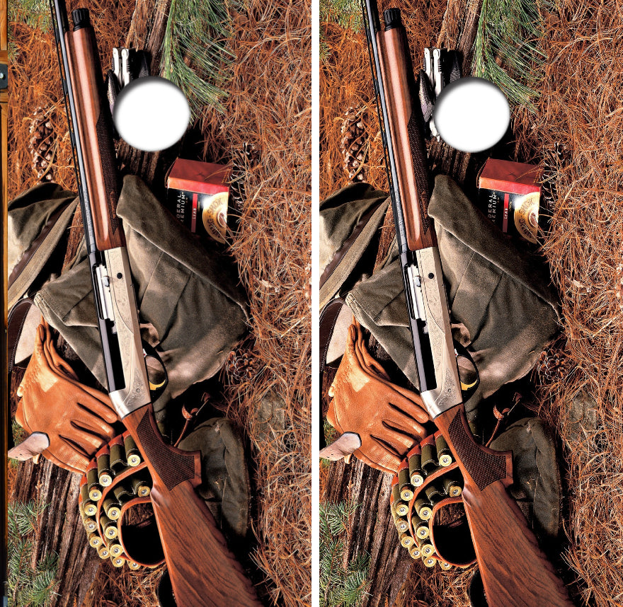 Shotgun Hunting Setup Cornhole Wrap Decal with Free Laminate Included
