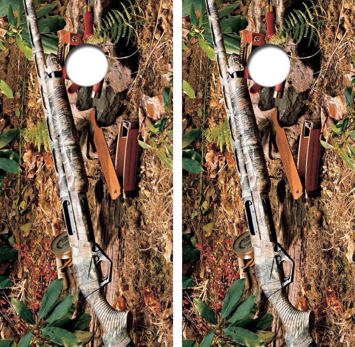 Shotgun Display Hunting theme Cornhole Wrap Decal with Free Laminate Included
