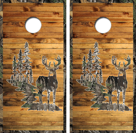 Camouflage Buck Cornhole Wrap Decal with Free Laminate Included