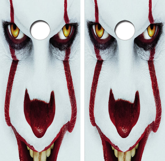 Evil Clown Pennywise Cornhole Wrap Decal with Free Laminate Included