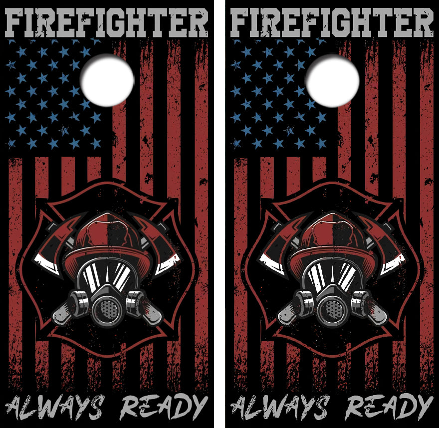 Firefighter Always Ready Cornhole Wrap Decal with Free Laminate Included