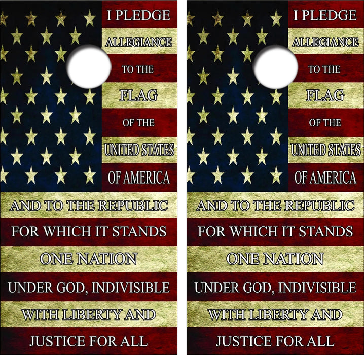 Pledge Of Allegiance Flag Cornhole Wrap Decal with Free Laminate Included