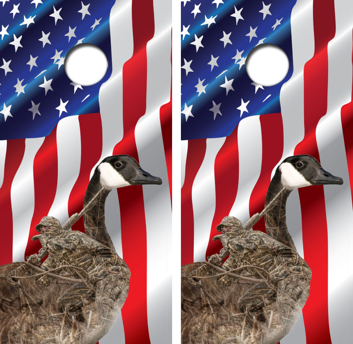 Canadian Goose Hunter Cornhole Wrap Decal with Free Laminate Included