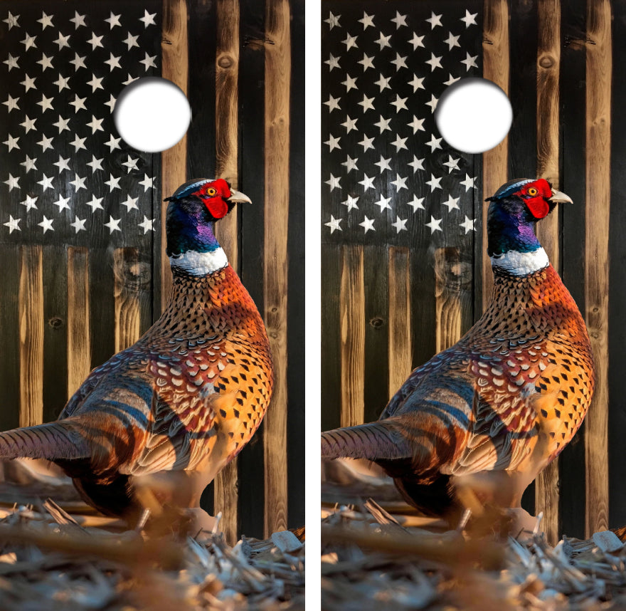 Ringneck Pheasant Cornhole Wrap Decal with Free Laminate Included