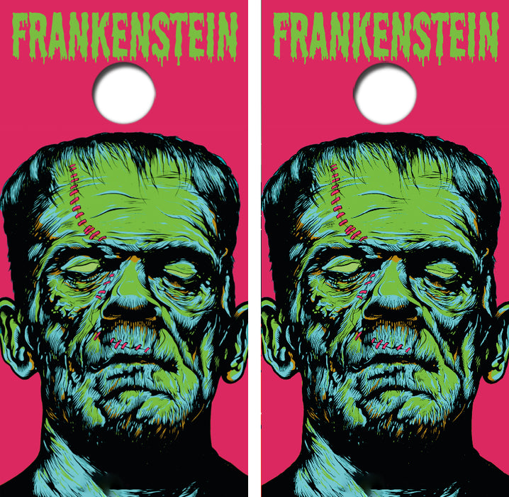 Frankenstein Monster Cornhole Wrap Decal with Free Laminate Included