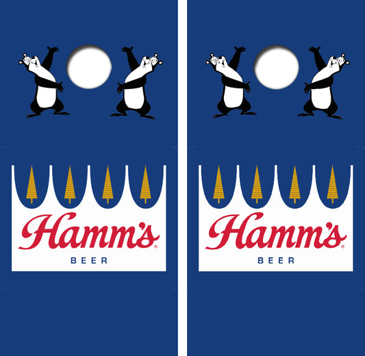 Hamm's Beer Bear Cornhole Wrap Decal with Free Laminate Included