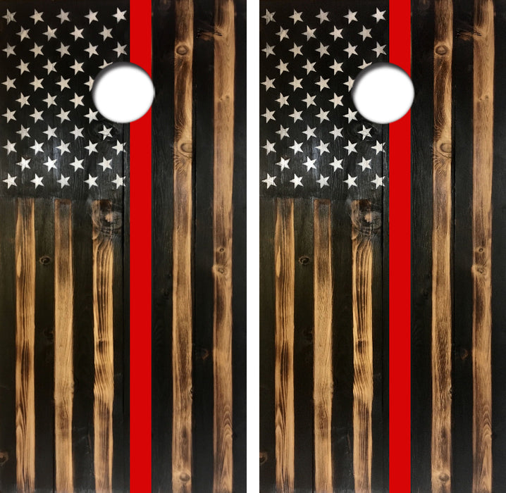 Rustic Red Lives Matter Flag Cornhole Wrap Decal with Free Laminate Included