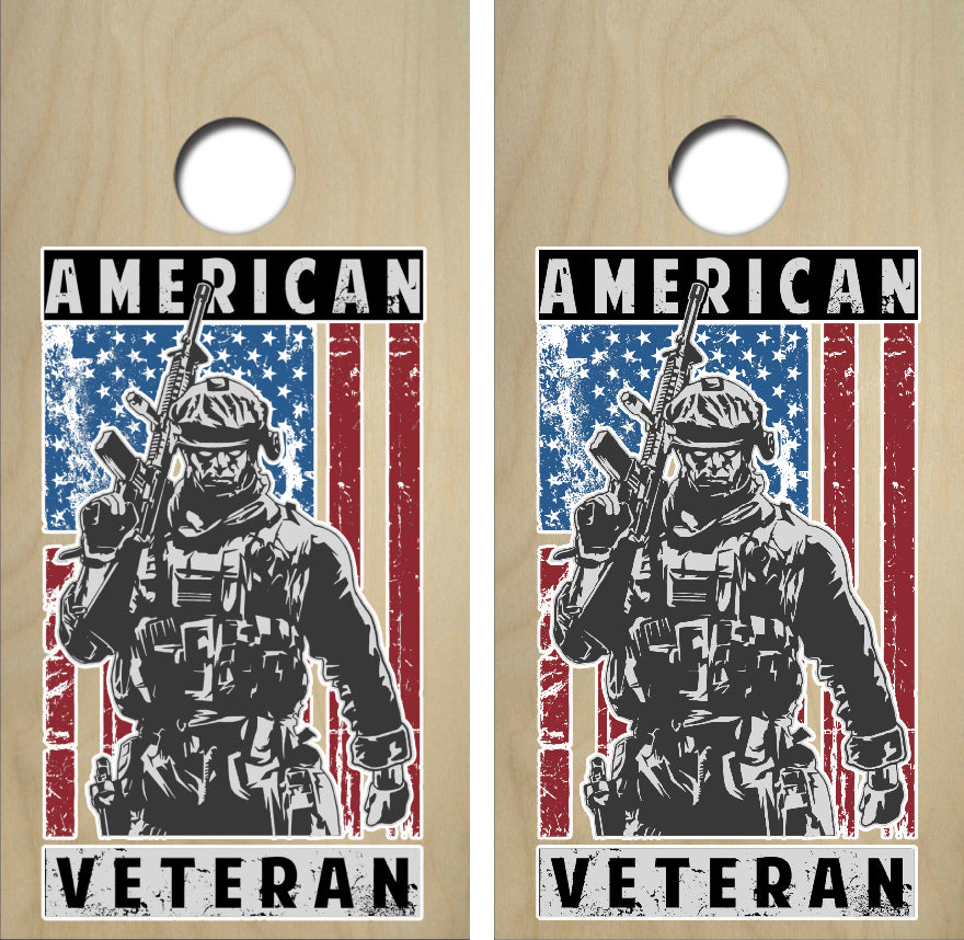 American Veteran Cornhole Wrap Decal with Free Laminate Included
