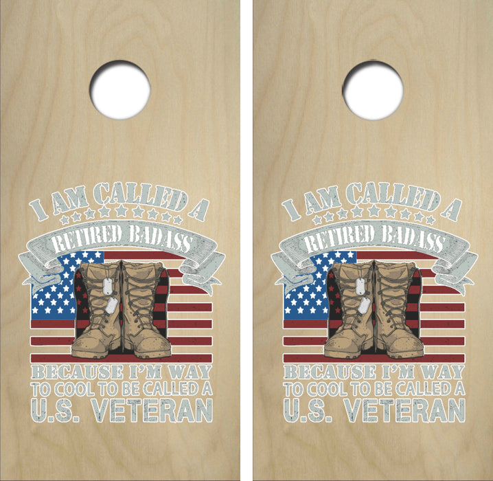 I Am Called A Retired Bad Ass Cornhole Wrap Decal with Free Laminate Included