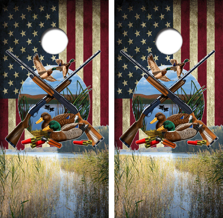 Duck Hunting Cornhole Wrap Decal with Free Laminate Included