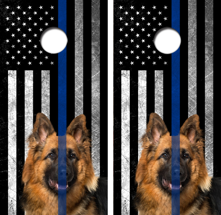 Police K-9 German Sheppard Cornhole Wrap Decal with Free Laminate Included