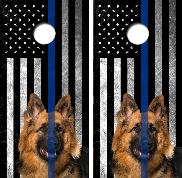 Police K-9 German Sheppard Cornhole Wrap Decal with Free Laminate Included