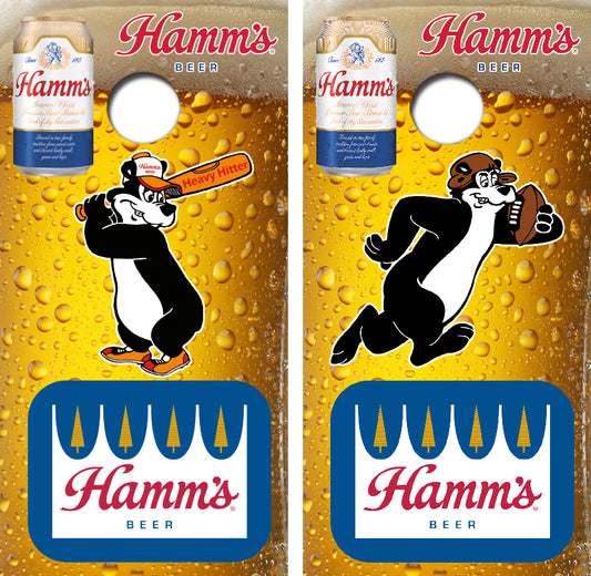 Hamm's Beer Bear Sports Cornhole Wrap Decal with Free Laminate Included