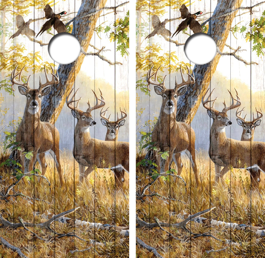 Whitetail Bucks Cornhole Wrap Decal with Free Laminate Included