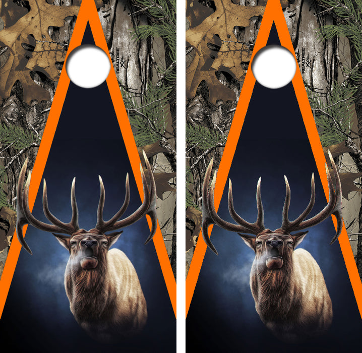 Bugling Bull Elk Cornhole Wrap Decal with Free Laminate Included