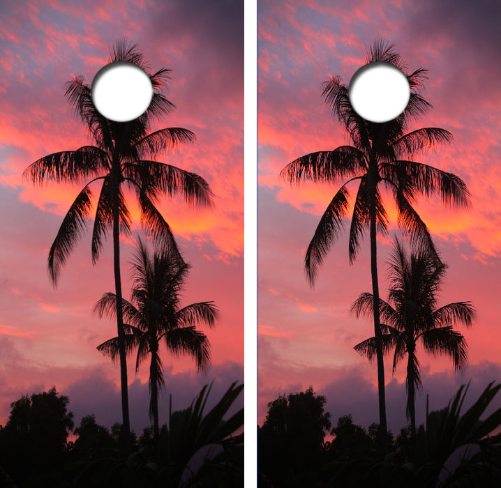 Tropical Sunset Cornhole Wrap Decal with Free Laminate Included