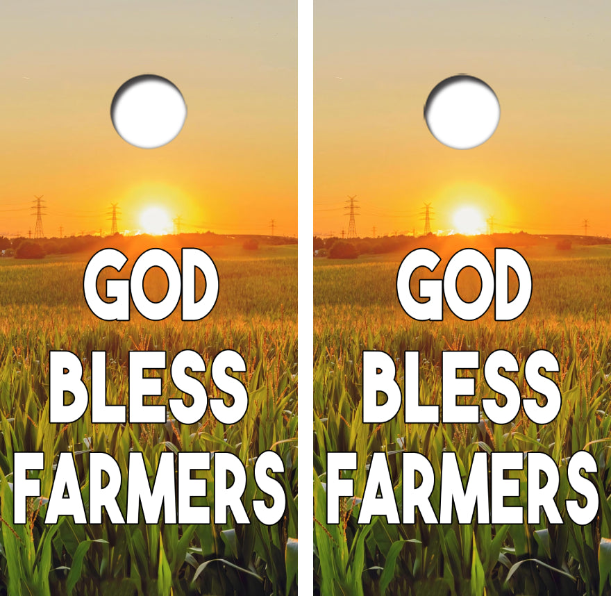 GOD Bless Farmers Cornhole Wrap Decal with Free Laminate Included