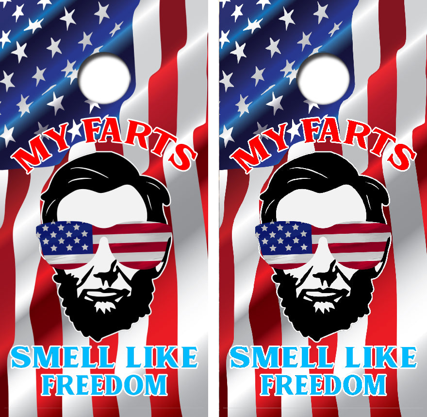 My Farts Smell Like Freedom Cornhole Wrap Decal with Free Laminate Included