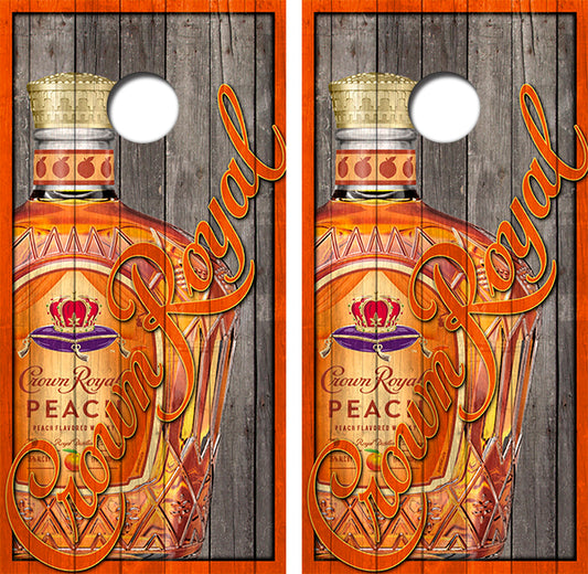 Crown Royal Peach Whisky Cornhole Wrap Decal with Free Laminate Included