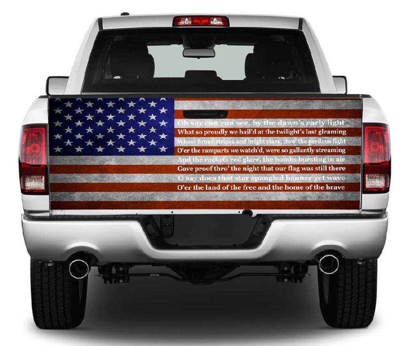 National Anthem Flag Tailgate Wrap Vinyl Graphic Decal Sticker