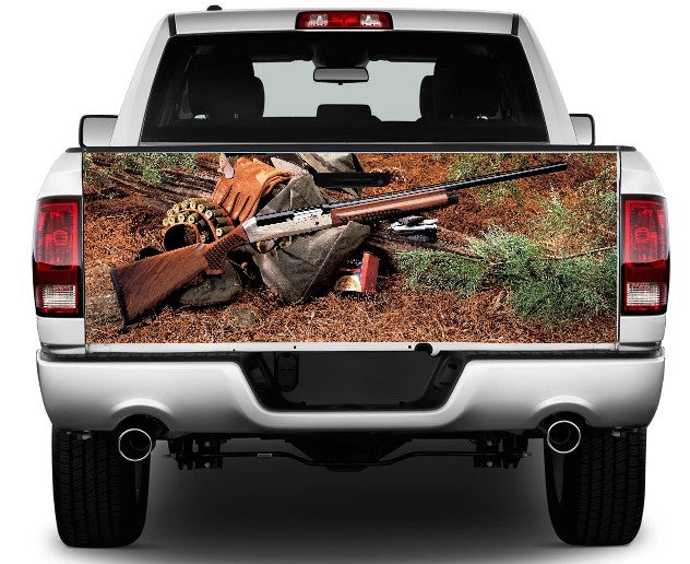 Hunting Display With Shotgun & Ammo Tailgate Wrap Vinyl Graphic Decal Sticker