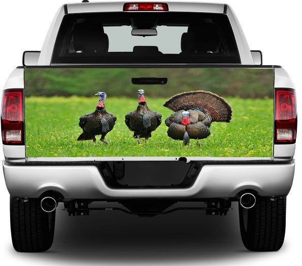 Wild Turkeys In Field Tailgate Wrap Vinyl Graphic Decal Sticker