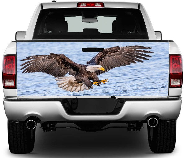 Bald Eagle Fishing Tailgate Wrap Vinyl Graphic Decal Sticker