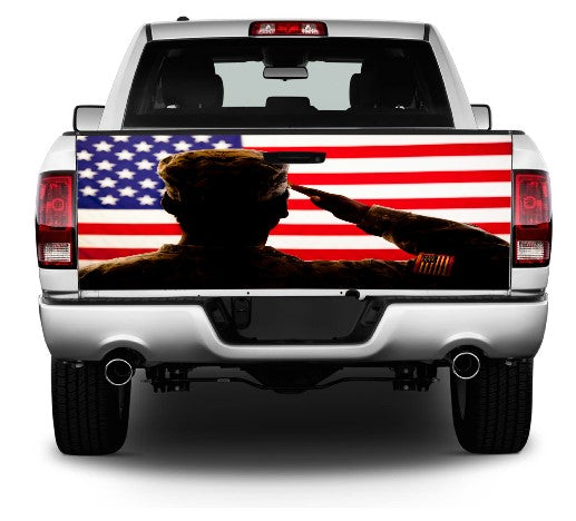 Military Personnel Saluting The Flag Wrap Vinyl Graphic Decal Sticker