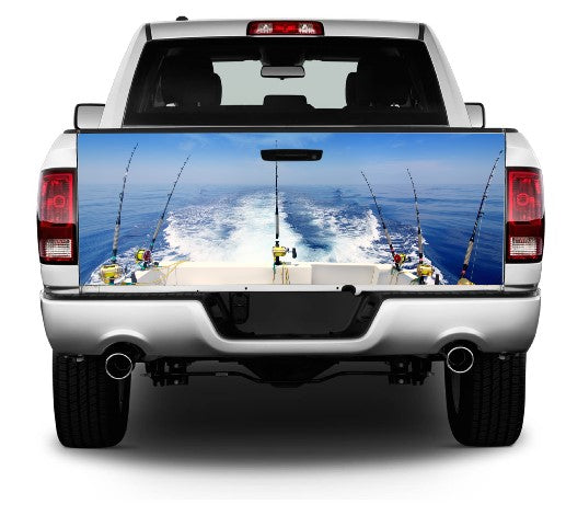 Open Water Downriggers Fishing Tailgate Wrap Vinyl Graphic Decal Sticker