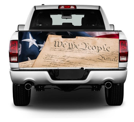 We The People Constitution Flag Tailgate Wrap Vinyl Graphic Decal Sticker