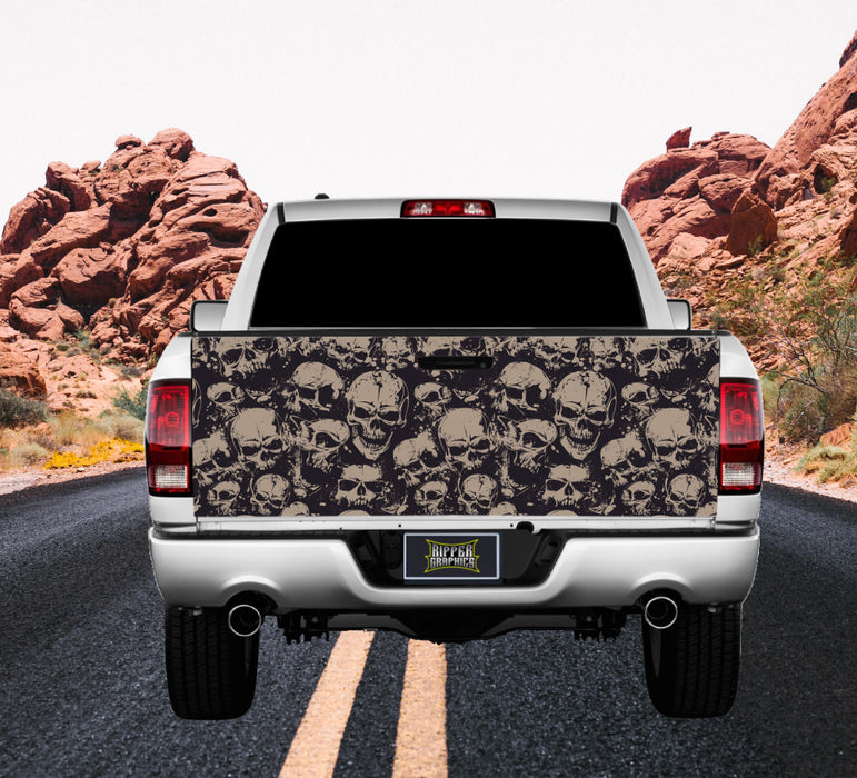 Seamless Angry Skulls Tailgate Wrap Vinyl Graphic Decal Sticker